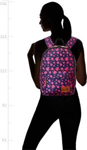 Mintra Printed 15 Liters Backpack - Pink and Purple Leaves