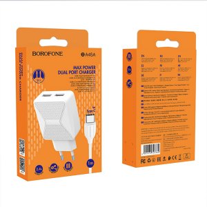 Borofone BA45A Wall Charger 2.4A - 2 Port - White