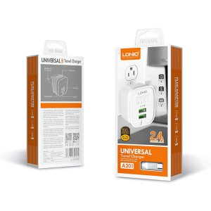 LDNIO A201 Wall Charger 2.4A - 2 Port - Micro Cable - White