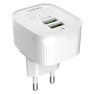 LDNIO A201 Wall Charger 2.4A - 2 Port - Micro Cable - White