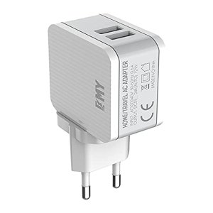 EMY MY-A203 Wall Charger 2.4A - 2 Port - Micro Cable - White