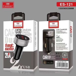 Earldom ES-121 Digital Display Car Charger 2.1A - 2 Port - Black