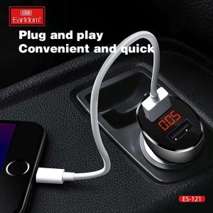 Earldom ES-121 Digital Display Car Charger 2.1A - 2 Port - Black