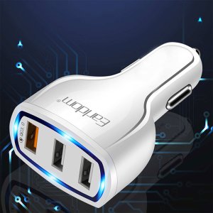 Earldom ES-CC13 Car Charger 3.1A - 3 Port - Micro Cable - White