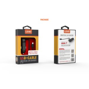 LDNIO DL-C25 Car Charger 2.1A - Single Port and Build in Micro Cable - White