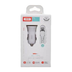 XO TZ10 Car Charger 2.4A 12W - 2 Port - Lightning Cable 100 CM - White