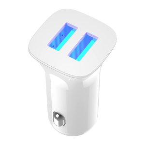 XO TZ10 Car Charger 2.4A 12W - 2 Port - Lightning Cable 100 CM - White