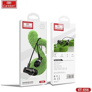 Earldom ET-E56 Wired Stereo Earphone With Mic - 1.2M - Black